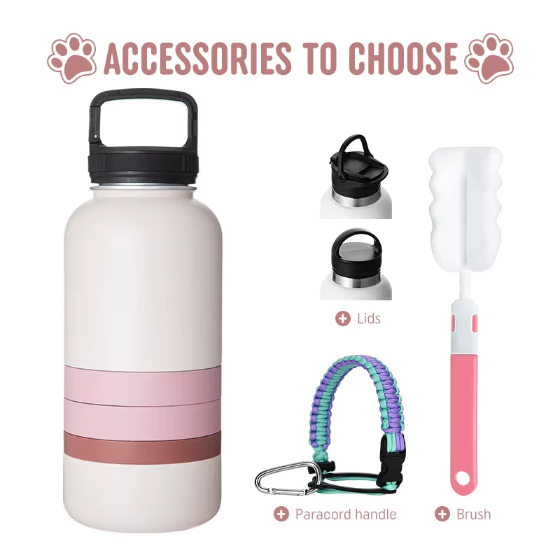 Free Sample 32Oz 3 in 1 Leakproof Pet Travel Water Bottle for Dogs Detachable Bowls Keeps Water Cold Christmas Gift
